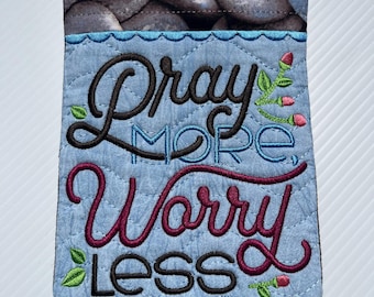 Inspirational Mini Quilt Wall Hanging | Peace, Pray More Worry Less
