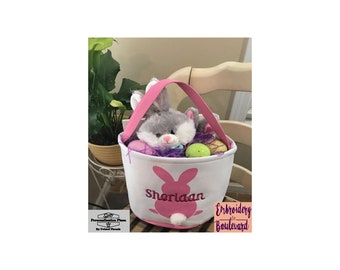 Personalized Easter Basket Embroidered, Embroidered monogrammed Easter Basket