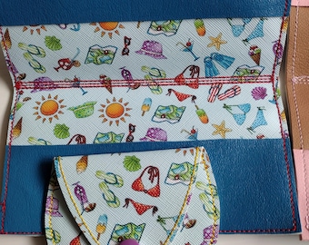 Embroidered Faux Leather Checkbook Cover | Frenchie, Beach, Whiskey Themes