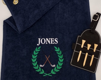 Personalized Golf Towel – Embroidered Cotton Velour with Hook