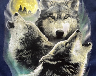 Wolf HEAT PRESS TRANSFER for T Shirt Tote Sweatshirt Fabric Block Wolves #224d 