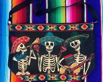 The Virgin Messenger Tote Bag. Dia de Los Muertos. Day of the Dead - Sugar Skull - Our Lady of Guadalupe - Virgin Mary