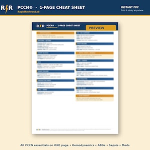 PCCN Exam Prep Bundle 2026 | Rapid Review + Cheat Sheet | Progressive Care Nursing Study Guide | Telemetry Hemodynamics Sepsis | Instant PDF