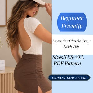 Backless Top Sewing Pattern: Open Back T shirt, Summer Tank Top, Y2k Sleeveless Summer Blouse PDF