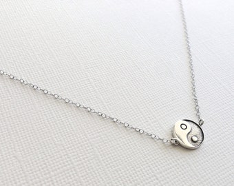 Yin-Yang Necklace in Sterling Silver, Yin-Yang Jewelry, Symbolic Jewelry, Black and White Harmony Charm Necklace in Sterling Silver