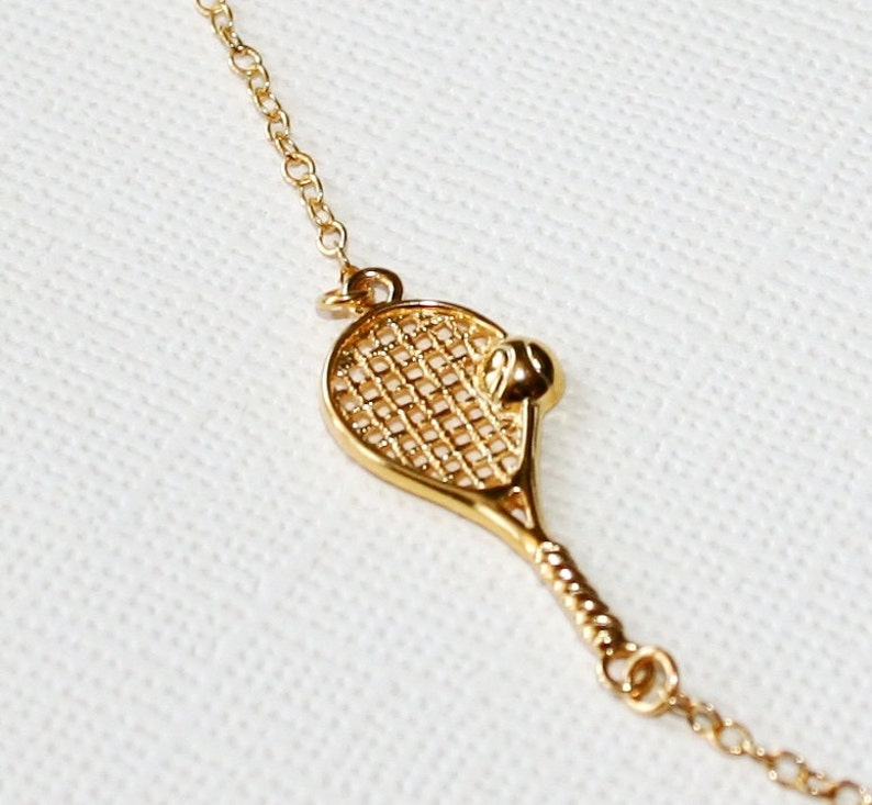 Tennis Racket Necklace in Sterling Silver 18k Yellow Gold Etsy