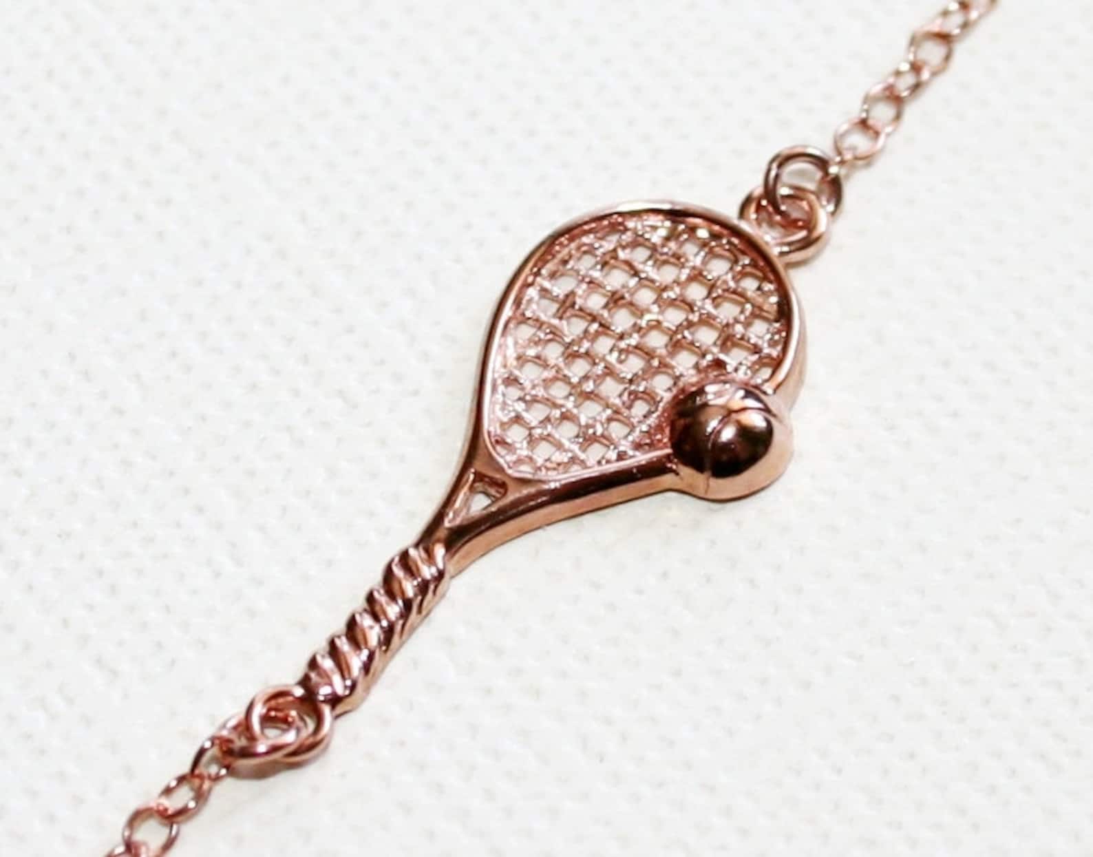 Tennis Racket Necklace in Sterling Silver 18k Rose Gold Etsy