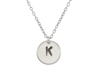 Initial Necklace in Sterling Silver, Bridesmaid Jewelry