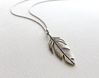 Ancient Feather Necklace in Sterling Silver