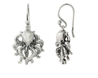 Octopus Earrings in Sterling Silver