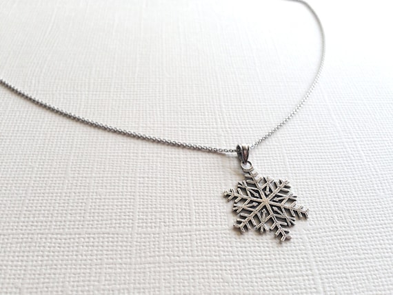 Small Snowflake Charm Pendant Antique Finish Sterling Silver Small Snowflake Charm Pendant Antique Finish Sterling Silver