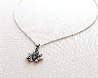 Lotus Necklace in Sterling Silver, Lotus Jewelry, Yoga Jewelry, Flower Jewelry, Lotus Symbol Jewelry