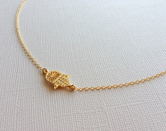 Hand of Fatima Necklace in Sterling Silver (18k Yellow Gold Plating)