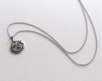 Sun & Moon Necklace in Sterling Silver, Sun and Moon Jewelry