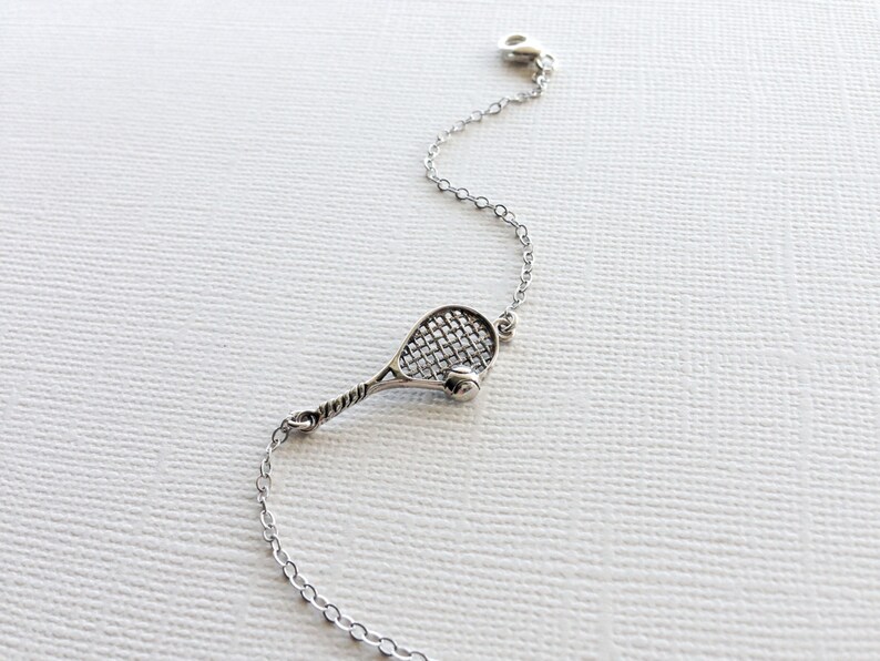 Tennis Racket Bracelet in Sterling Silver, Tennis Jewelry, Tennis Team