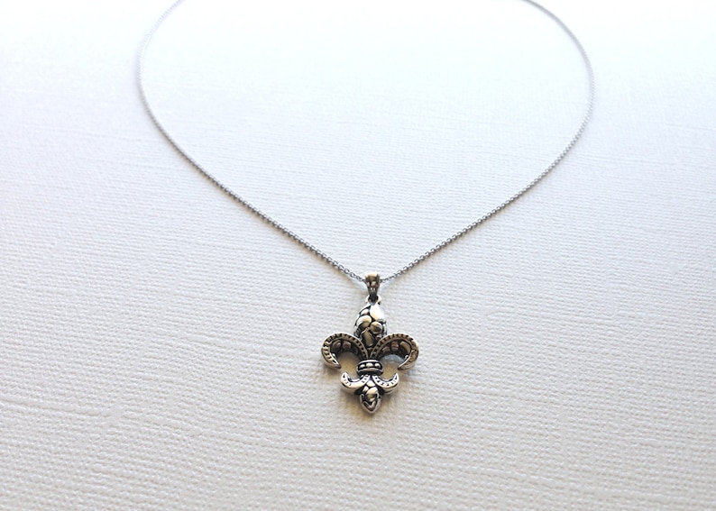Sterling Silver Fleur De Lis Necklace Etsy
