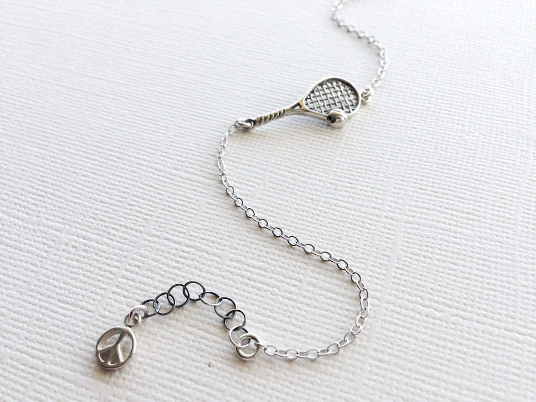 Tennis Racket Bracelet in Sterling Silver, Tennis Jewelry, Tennis Team