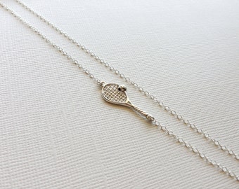 Tennis Racket Necklace in Sterling Silver