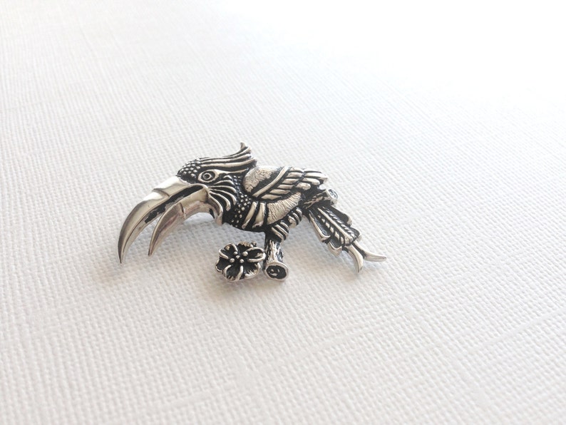 SilverToucan Pin Solid Silver Toucan Sterling Silver Bird Pin Toucan Jewellery Silver Bird Brooch