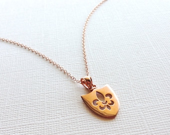 Fleur De Lis Necklace in Sterling Silver (18k Rose Gold Plating)