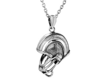 3D Helmet Necklace in Sterling Silver