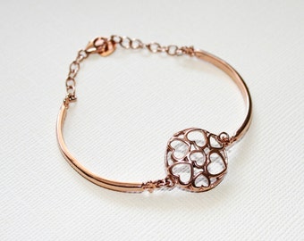 Bubble Hearts Bracelet in Sterling Silver ( 18k Rose Gold Plating)