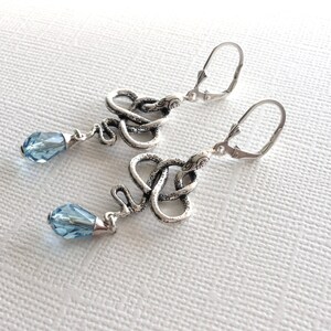 Silver Serpent Earrings with Swarovski Crystals image 1