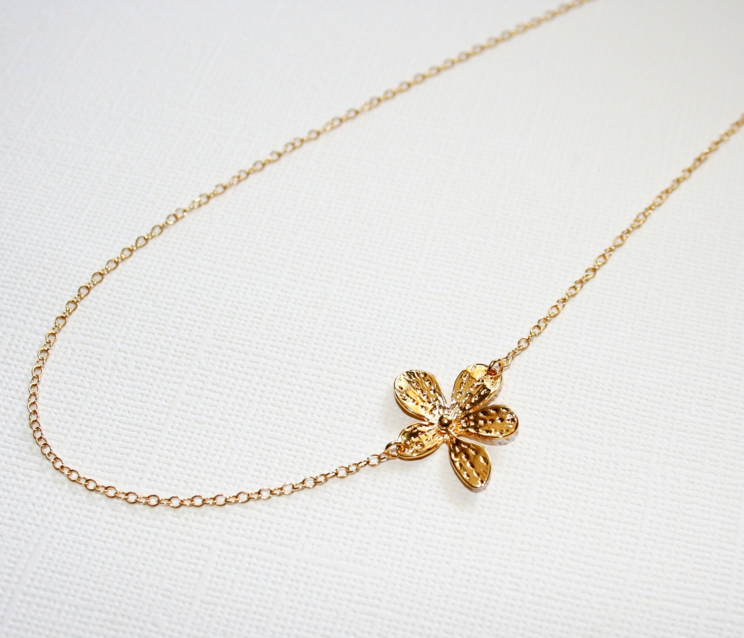 Lily Flower Necklace in Sterling Silver Yellow Gold Plated