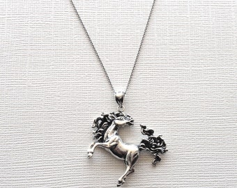 Galloping Horse Necklace in Sterling Silver