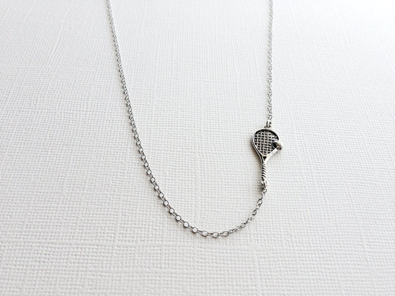 Tennis Racket Necklace in Sterling Silver Tennis Charm Etsy