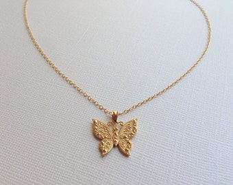 Monarch Butterfly Necklace in Sterling Silver (18k Yellow Gold Plating)