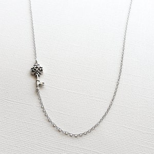 Classic Skeleton Key Necklace in Sterling Silver, Key Jewelry