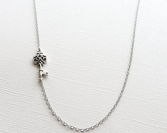 Classic Skeleton Key Necklace in Sterling Silver, Key Jewelry