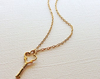 Secret Key Necklace in Bronze, Key Jewelry, Valentines Gift