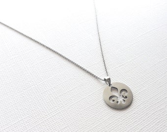 Fleur De Lis Necklace in Sterling Silver with Matte Finish