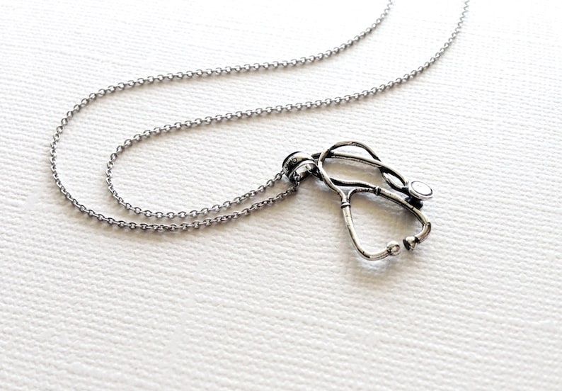 Stethoscope Necklace in Sterling Silver, Graduation Gift Etsy