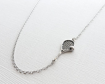 Tennis Racket Necklace in Sterling Silver, Tennis Charm Necklace, Tennis Team Gift