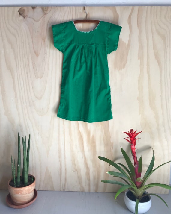 Girls' Green Puebla Dress with Embroidered Flowers - image 3