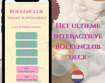Interactief Boekenclub Kaartendeck - Vragen & Spellen | Café en Terras Editie | Digitale Download | Unieke Leesclub Activiteit | NL/BE