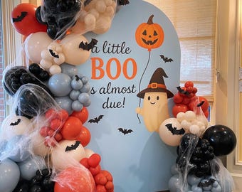 A Little Boo Is Due Backdrop: Gender Reveal Baby Shower Digital PNG (7x4 ft)