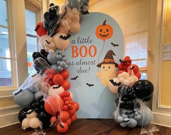 A Little Boo Is Due Backdrop | Blue Gender Reveal/Baby Shower Digital Backdrop PNG
