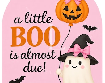 A Little Boo Is Due Backdrop | Pink Gender Reveal/Baby Shower Digital Backdrop PNG