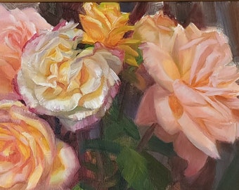 The Rose Garden Original Painting ~ Frame included