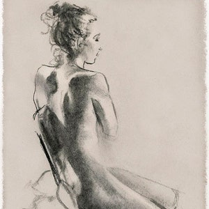 Figure study sketch charcoal drawing ~ Fine Art Print