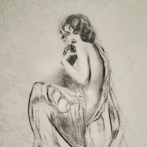 Fine Art Charcoal Figure Drawing "Vintage Viv" Print -