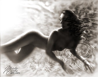 Charcoal figure drawing "Floating" Fine Art Print -