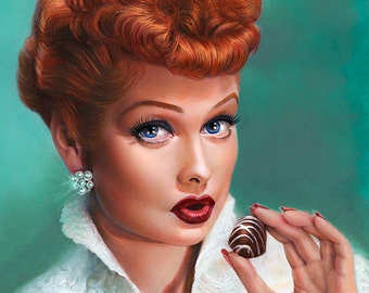 I Love Lucy & Chocolate fine art - portrait painting of Lucille Ball
