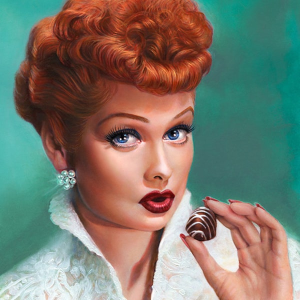 I Love Lucy & Chocolate - portrait painting of Lucille Ball - Fine Art Print