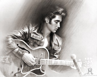 Elvis Comeback Tour - Guitar Strumming  Fine Art Print