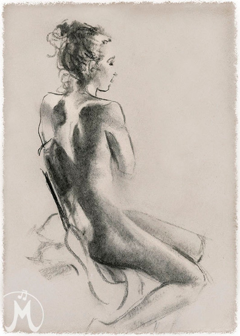 Figure Study Sketch Charcoal Drawing Fine Art Print - Etsy